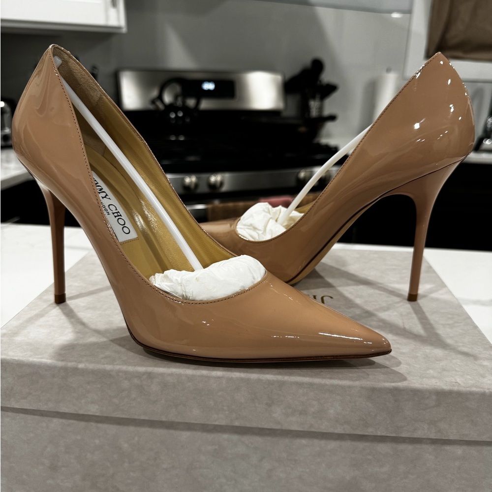 Jimmy Choo Nude Patent Leather Heels